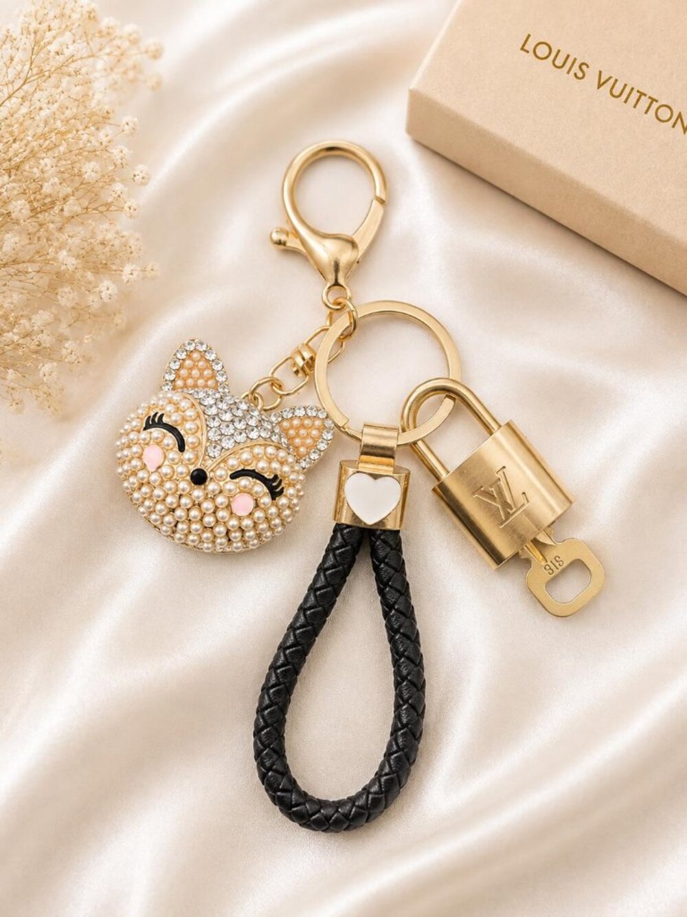 Louis Vuitton Gold Lock 🔒 Authentic LV Key + Unbranded Bunny Head Bag Charm